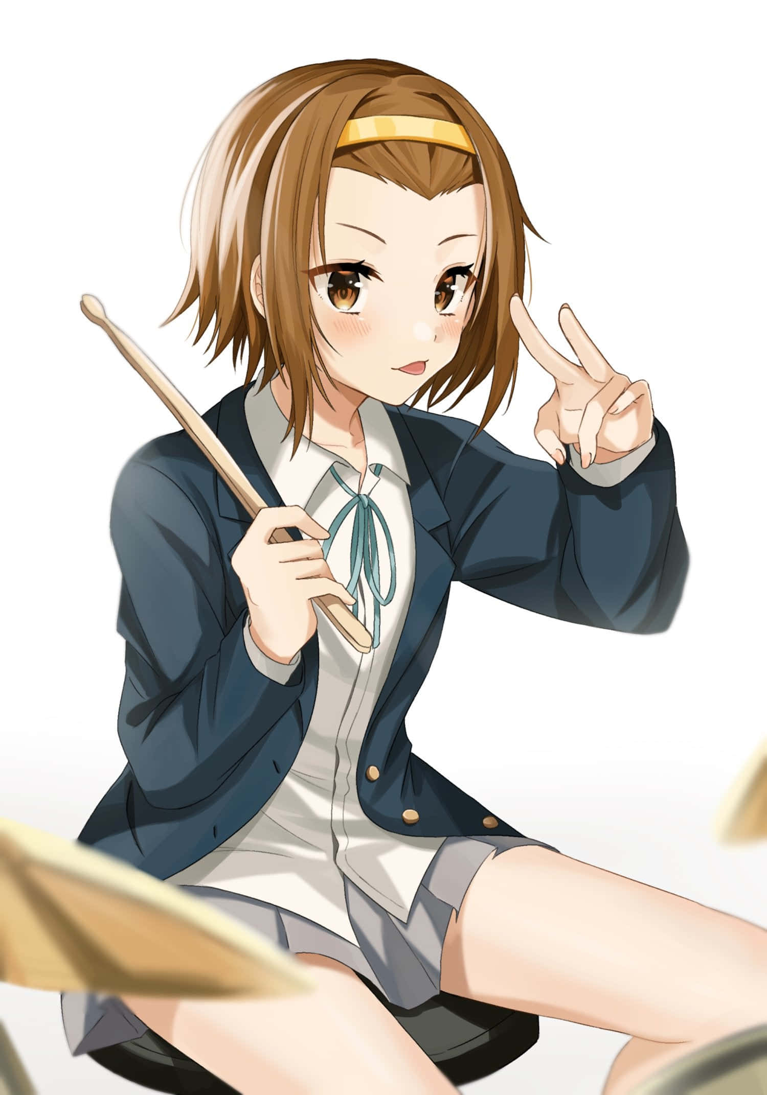 Ritsu Tainaka, drum set, school uniform, Full HD Phone Wallpaper