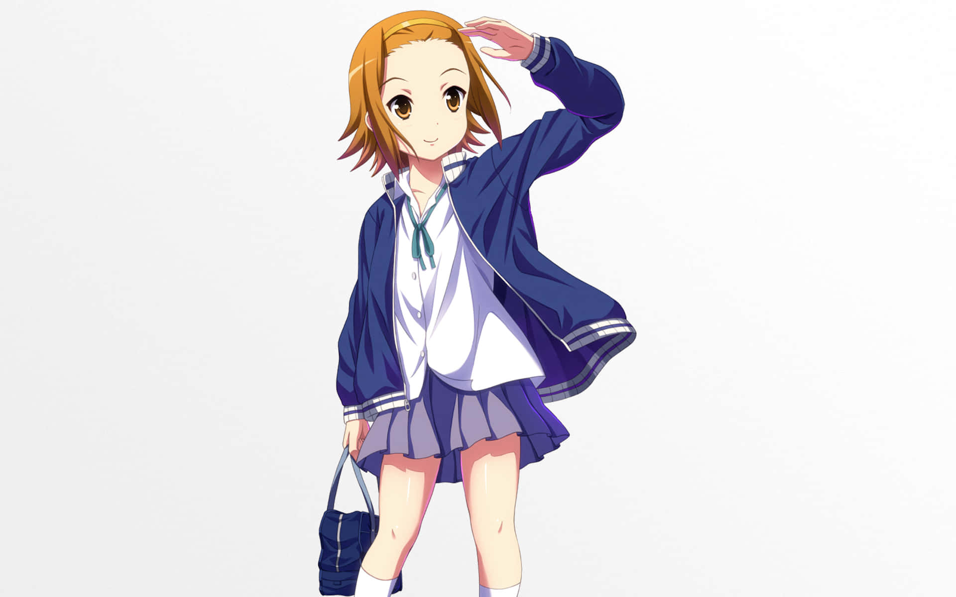 Ritsu Tainaka, orange hair, school uniform, Full HD Desktop Wallpaper