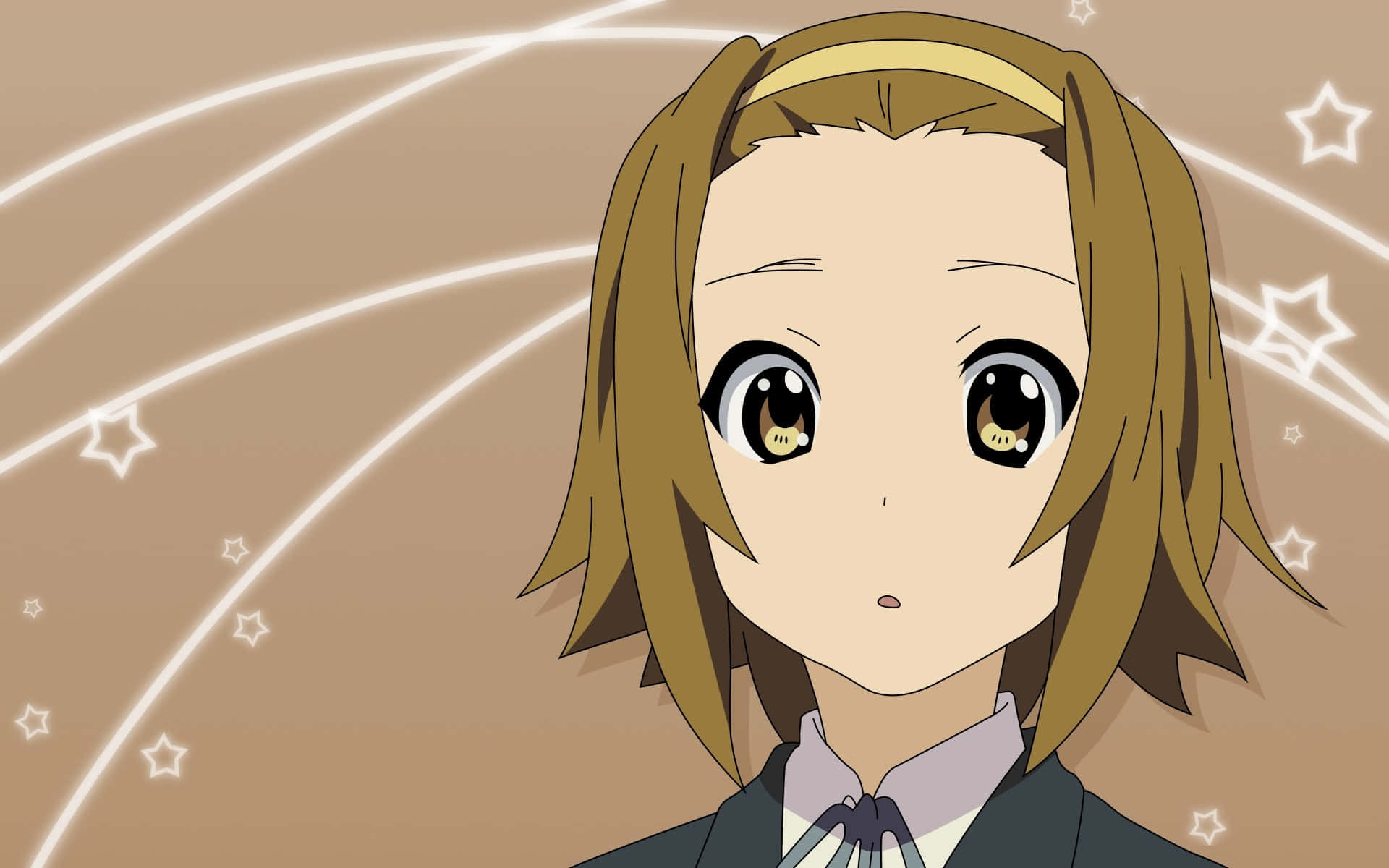 Ritsu Tainaka, brown hair, large expressive eyes, Full HD Desktop Wallpaper