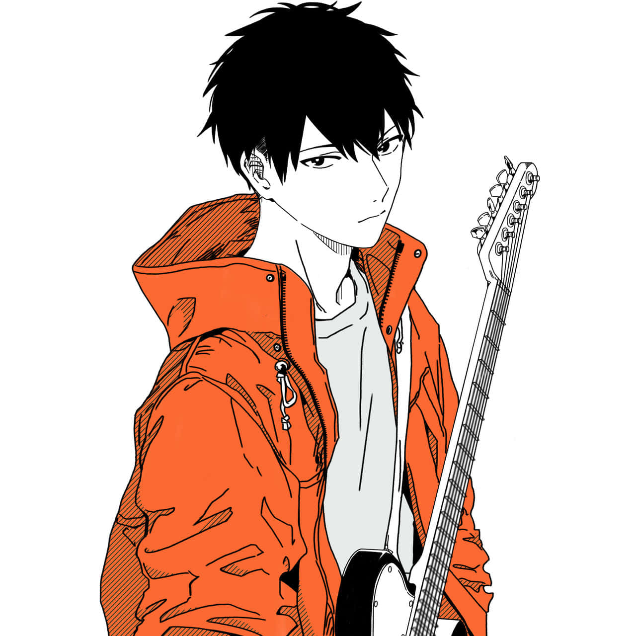 Ritsuka Uenoyama, black hair, orange jacket, HD Desktop Wallpaper