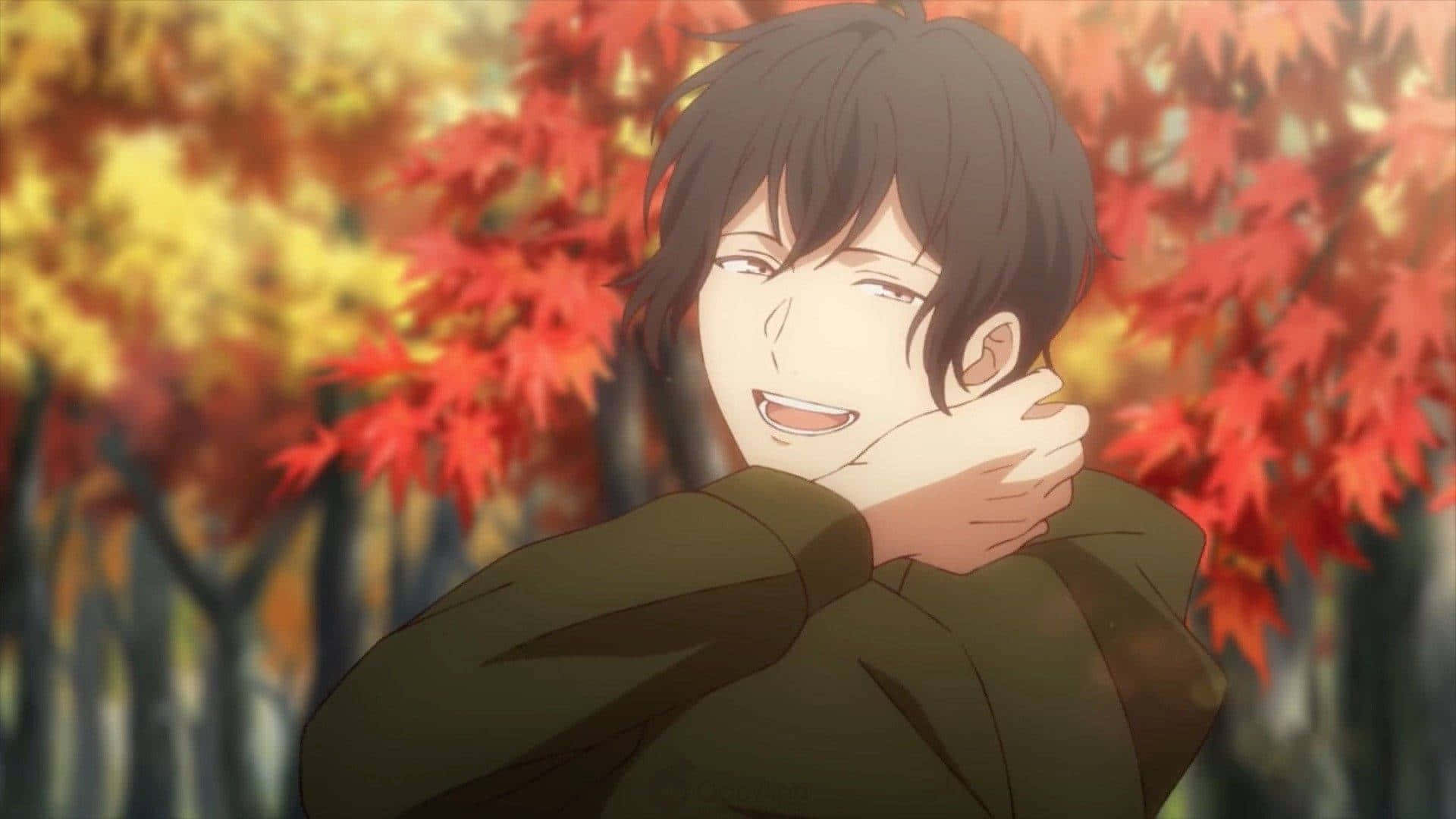 Ritsuka Uenoyama, autumn leaves, red, Full HD Desktop Wallpaper