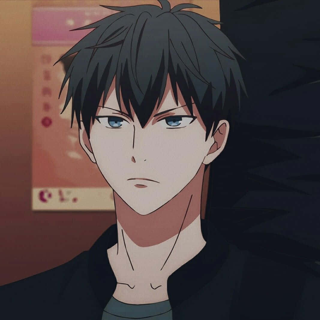Ritsuka Uenoyama, spiky black hair, intense blue eyes, SD Desktop Wallpaper