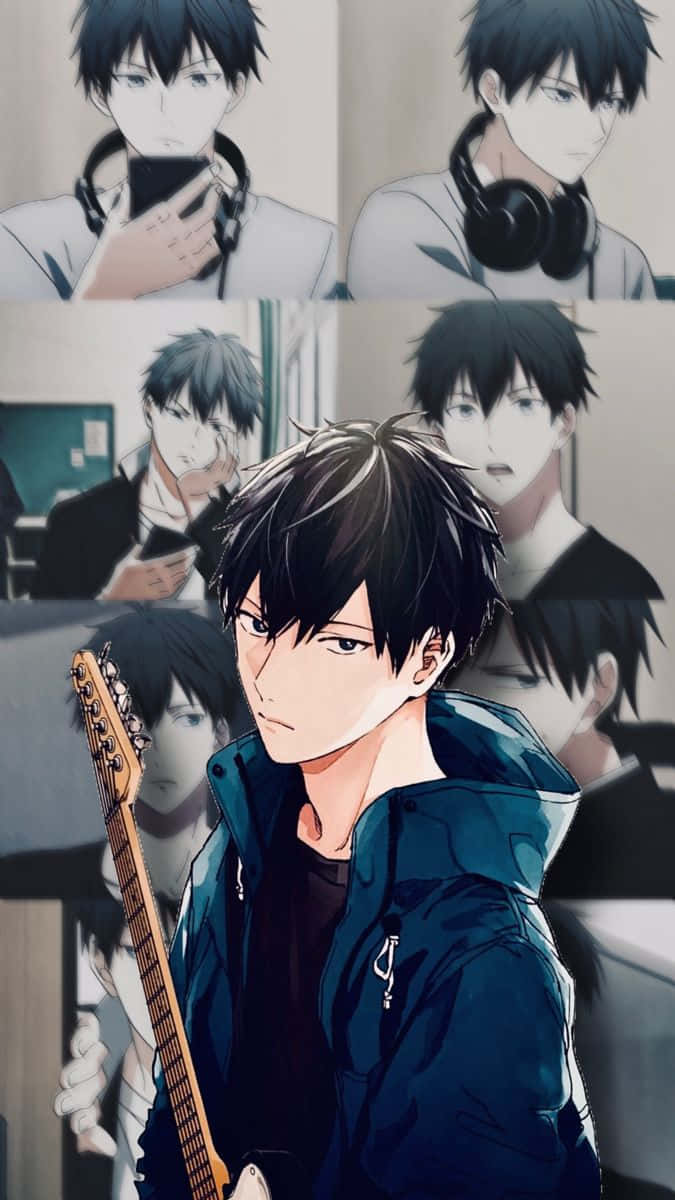 Ritsuka Uenoyama, anime-style male characters, black hair, SD Phone Wallpaper