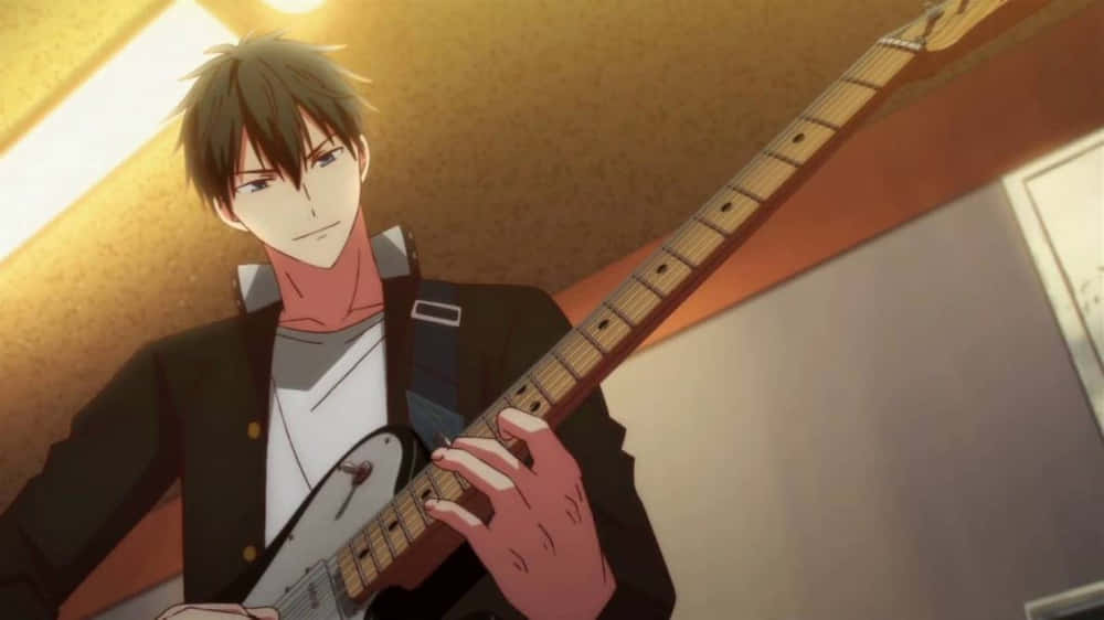 Ritsuka Uenoyama, electric guitar, warm ceiling light, SD Desktop Wallpaper