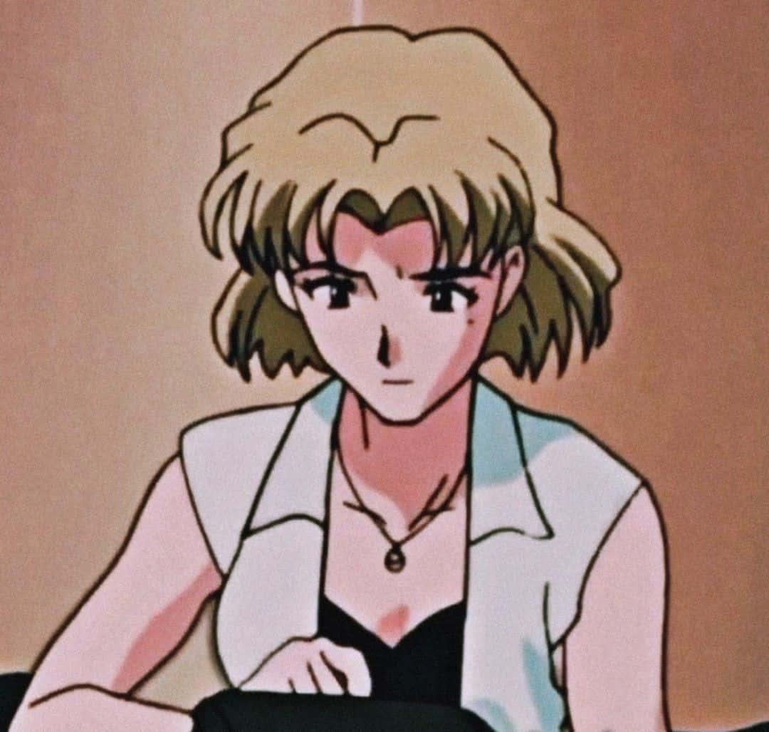 Ritsuko Akagi, short blonde hair, white vest, SD Desktop Wallpaper