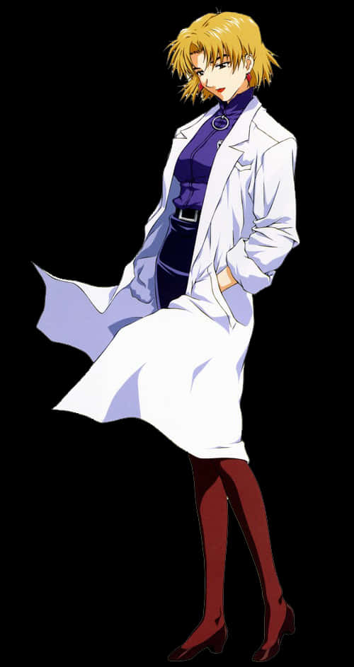 Ritsuko Akagi, blonde hair, white lab coat, SD Phone Wallpaper
