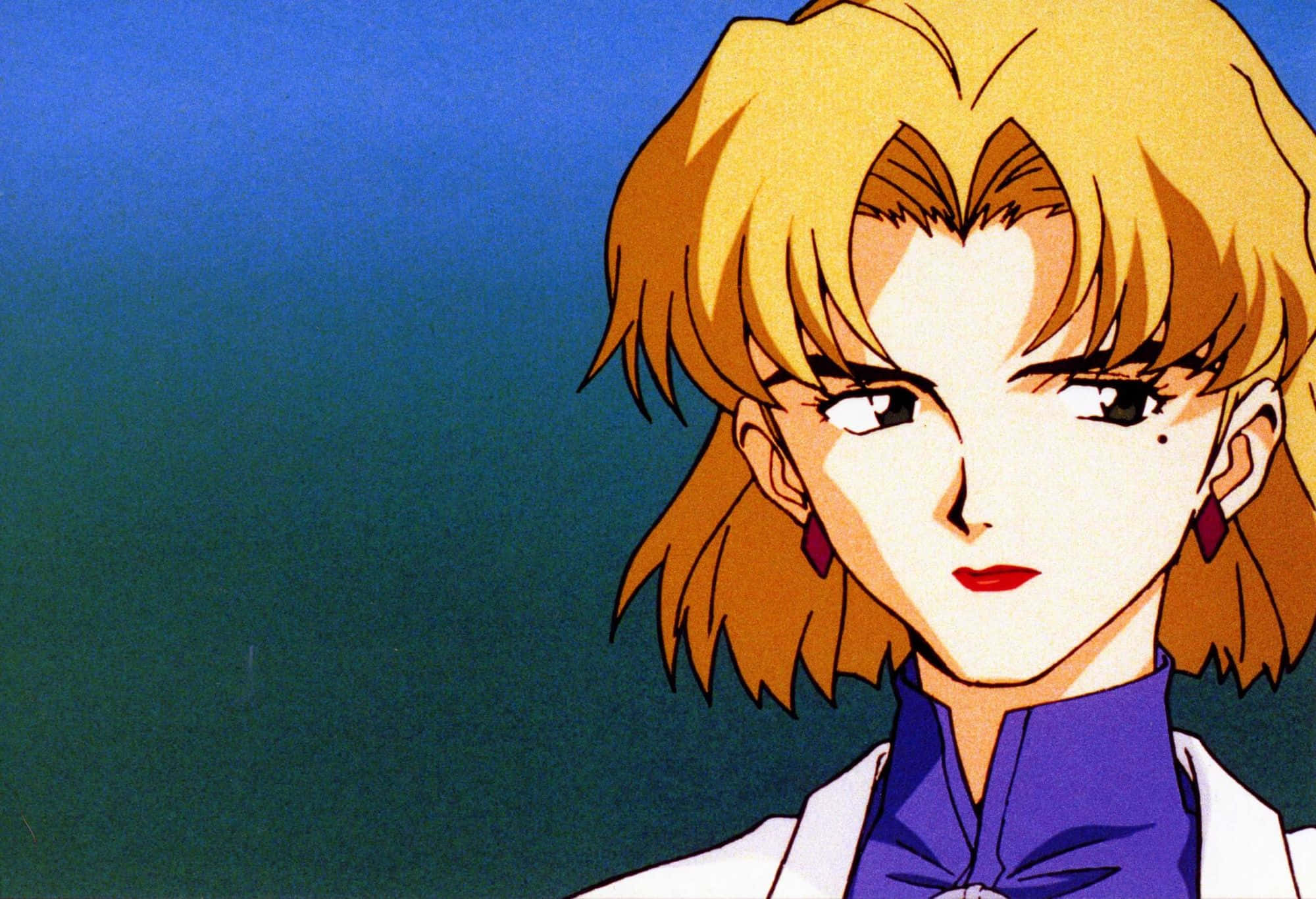Ritsuko Akagi, golden hair, red earrings, Full HD Desktop Wallpaper
