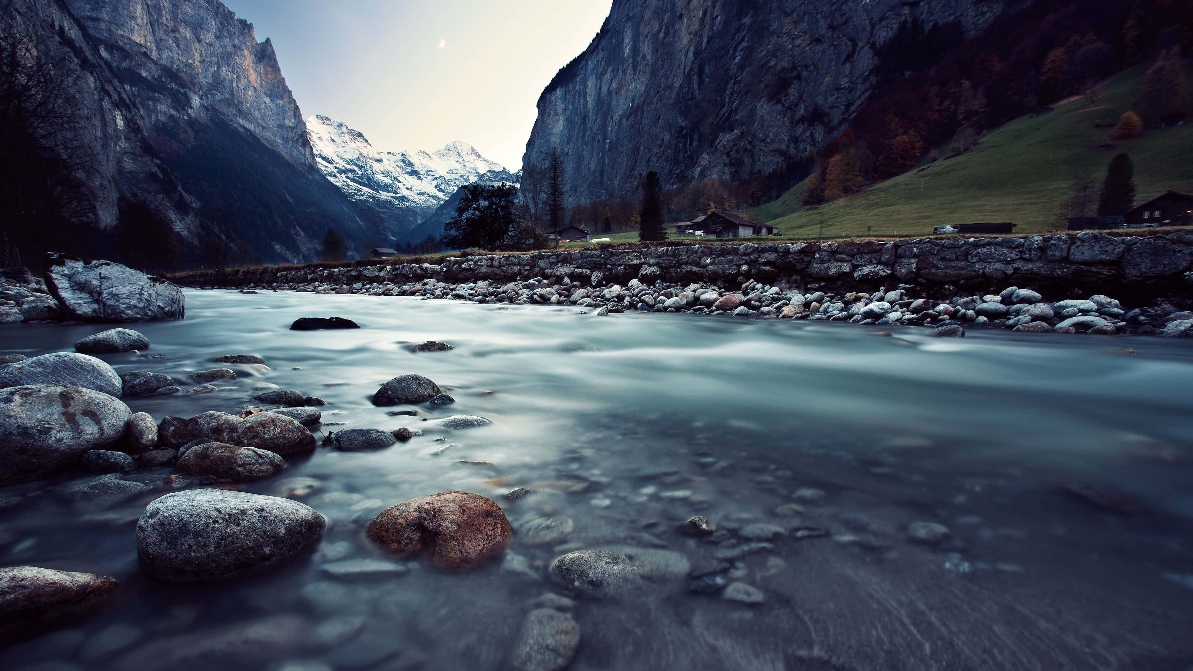 River In Valley, 4K Ultra HD Landscape, mountain river, 4K Desktop Wallpaper
