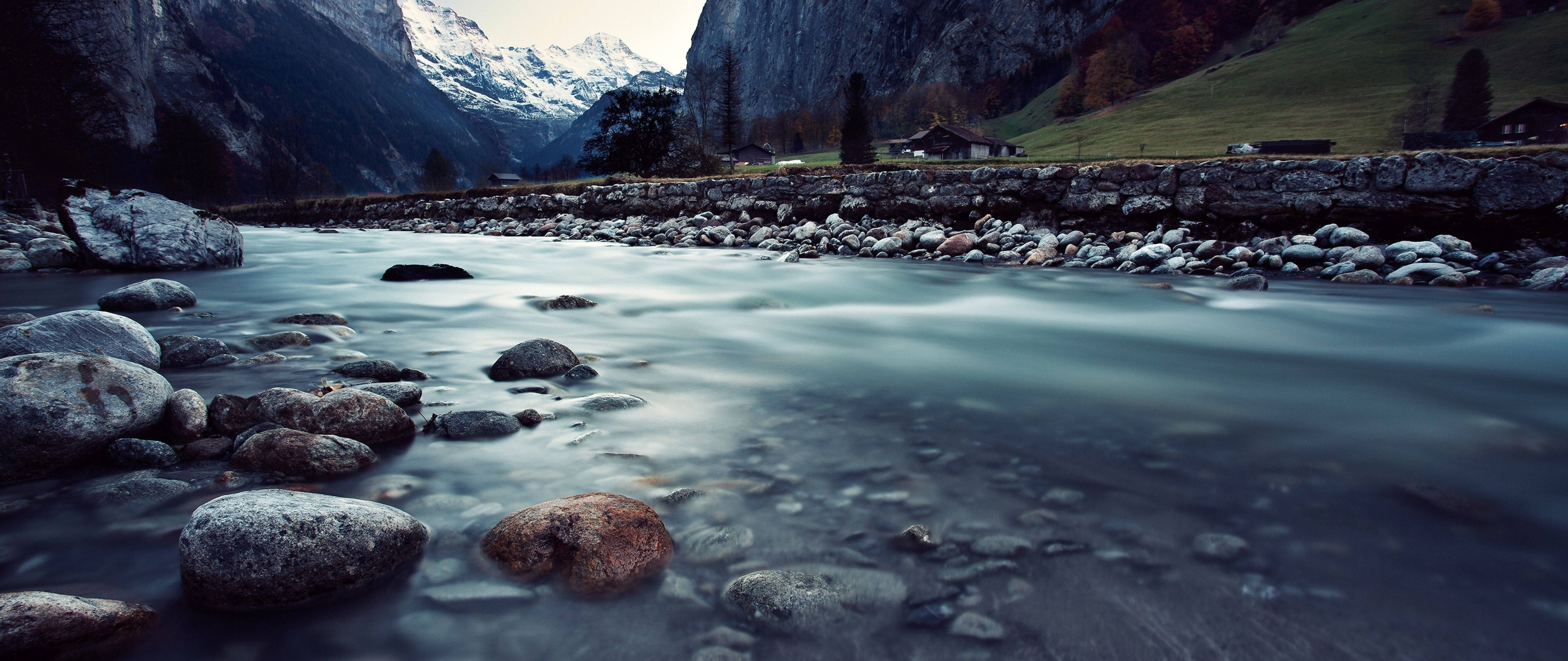 ultra wide 4k, stone river, smooth stones, 5K Desktop Wallpaper