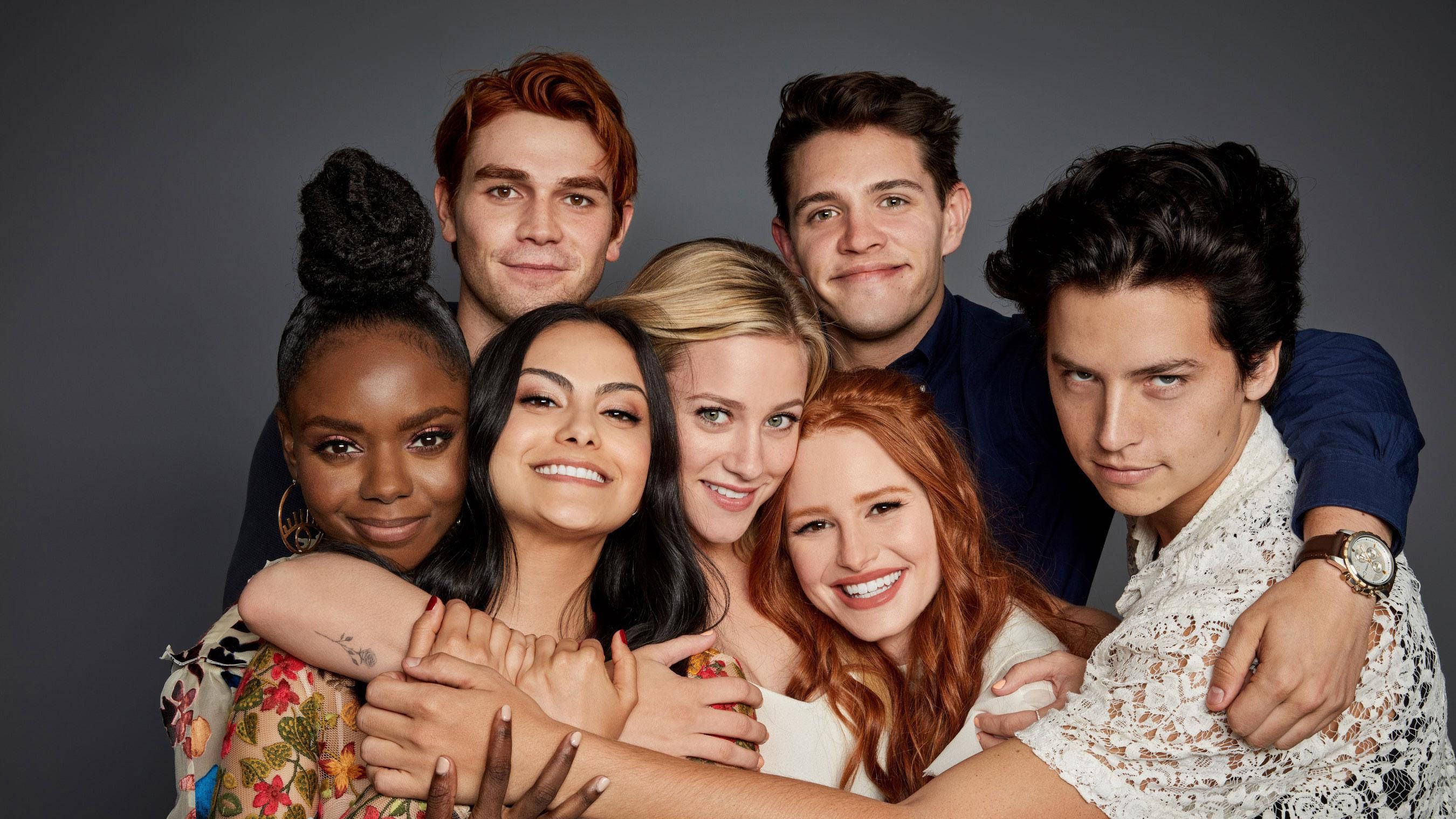 Riverdale, cast, group hug, 2K Desktop Wallpaper