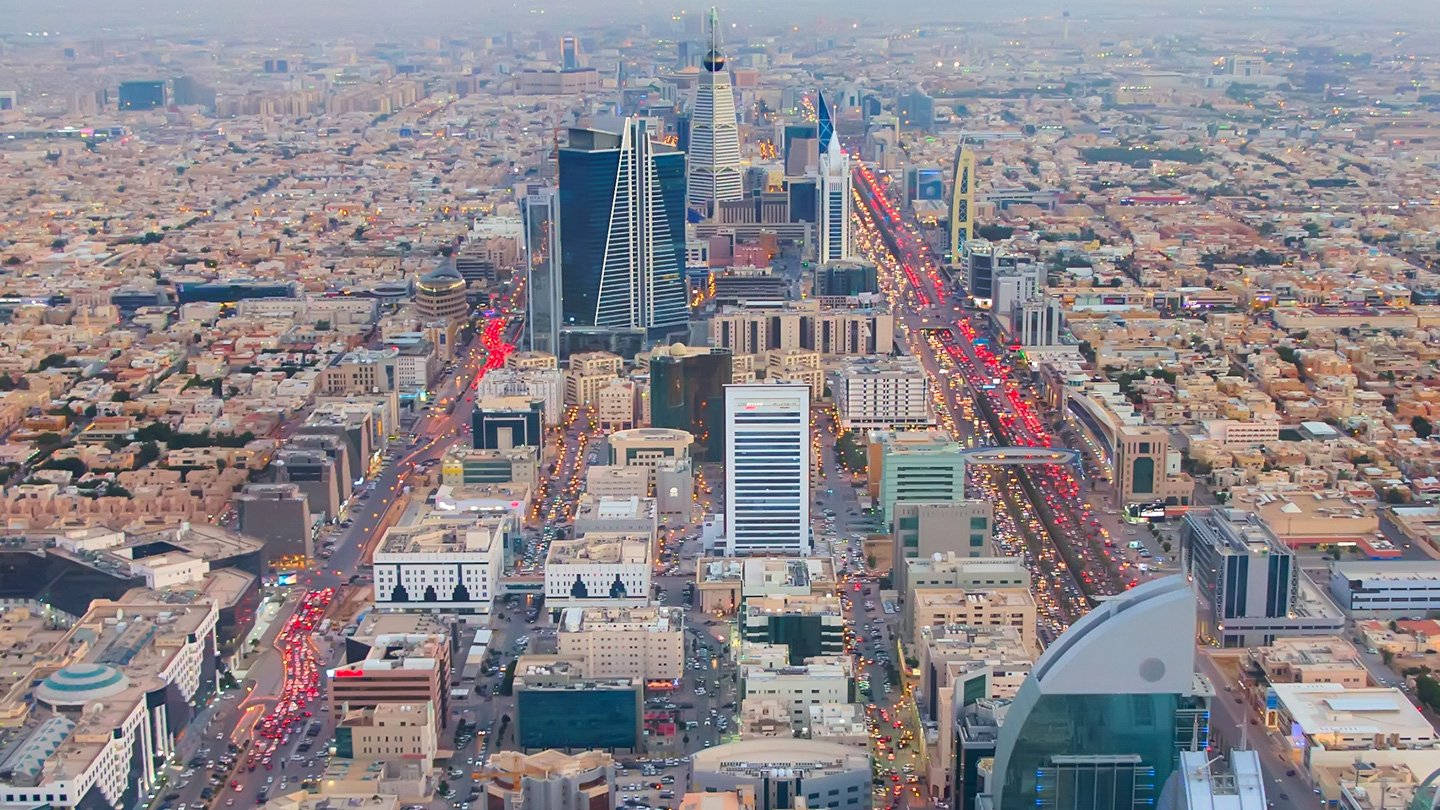 Riyadh, dusk, aerial view, HD Desktop Wallpaper