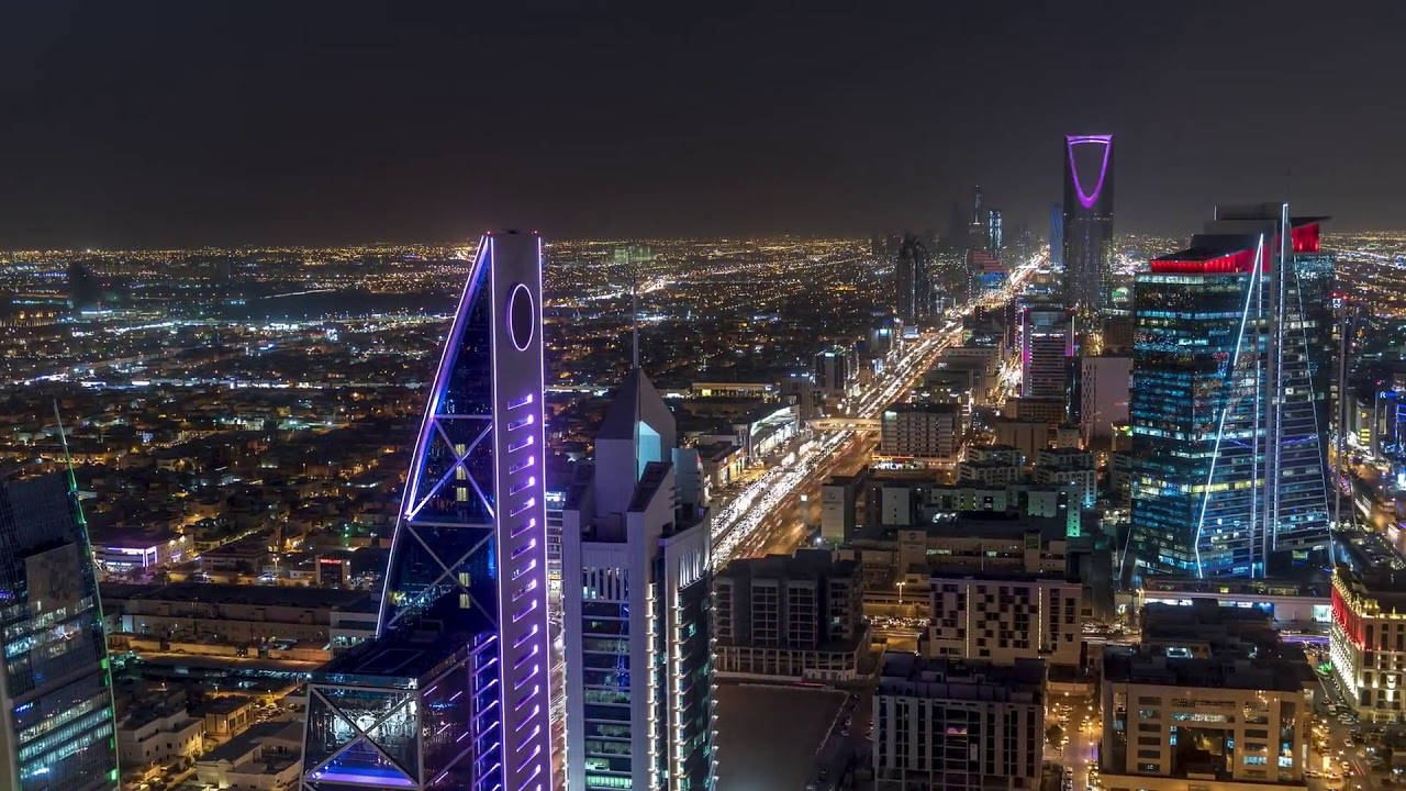 Riyadh, skyscrapers, night, HD Desktop Wallpaper