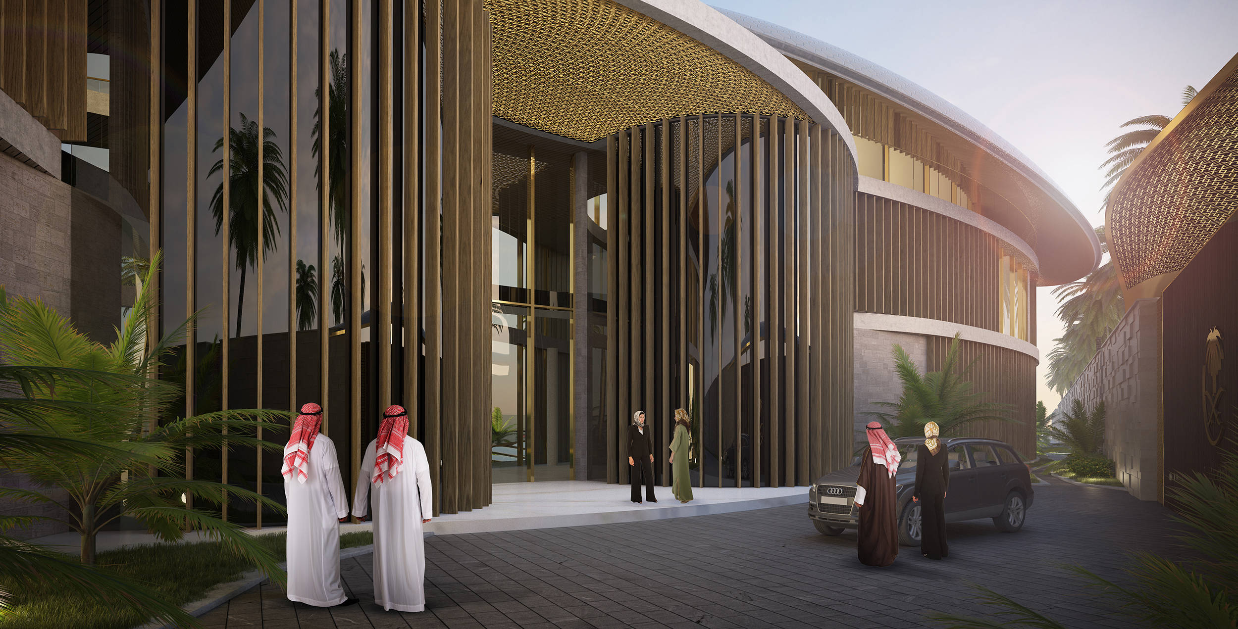 Riyadh, animated mansion, golden lattice roof, Full HD Desktop Wallpaper
