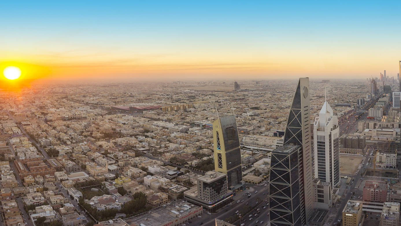 Riyadh, sunrise, aerial view, HD Desktop Wallpaper