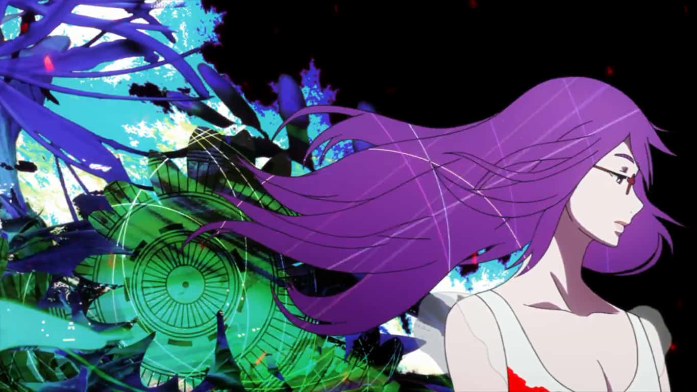Rize Kamishiro, purple-haired anime girl, surreal digital landscape, HD Desktop Wallpaper