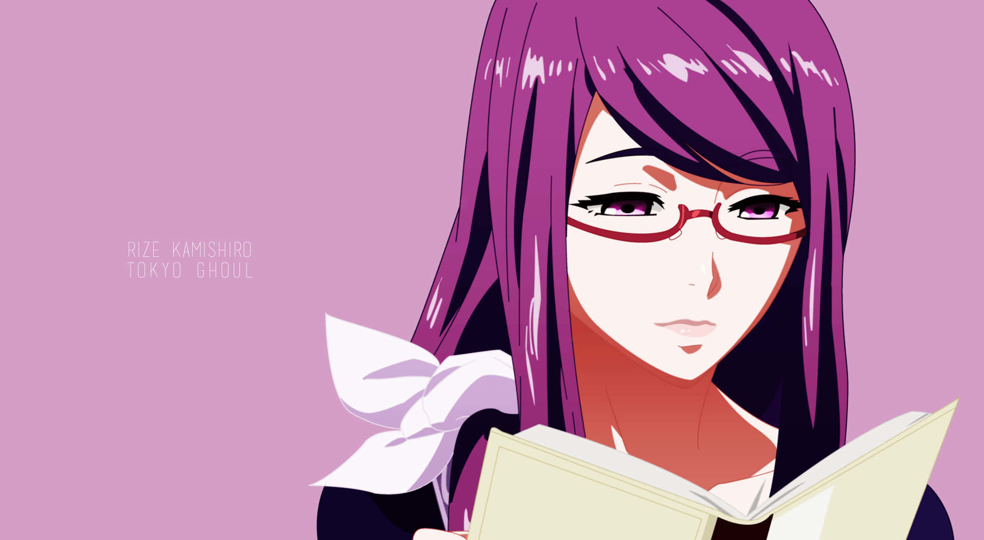 Rize Kamishiro, purple-haired, red glasses, Full HD Desktop Wallpaper