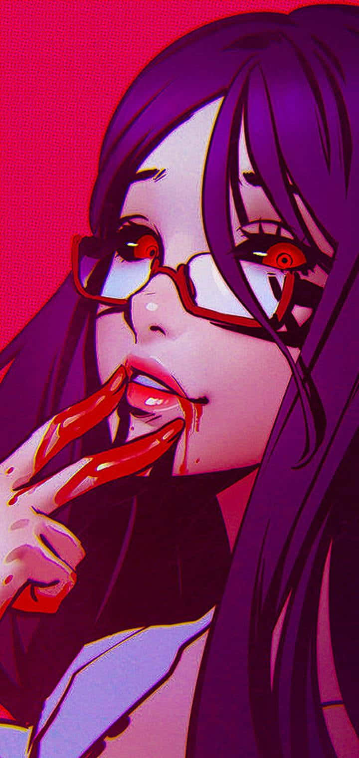 Rize Kamishiro, purple hair, red glasses, HD Phone Wallpaper
