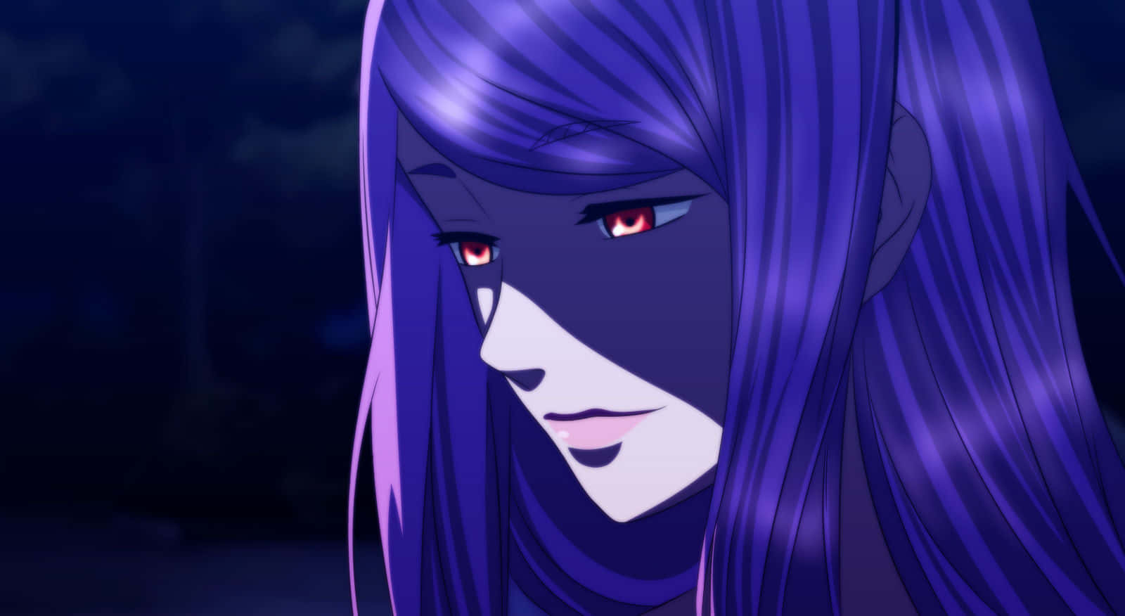 Rize Kamishiro, Gankogre combat-style kneesocks, long purple hair, HD Desktop Wallpaper