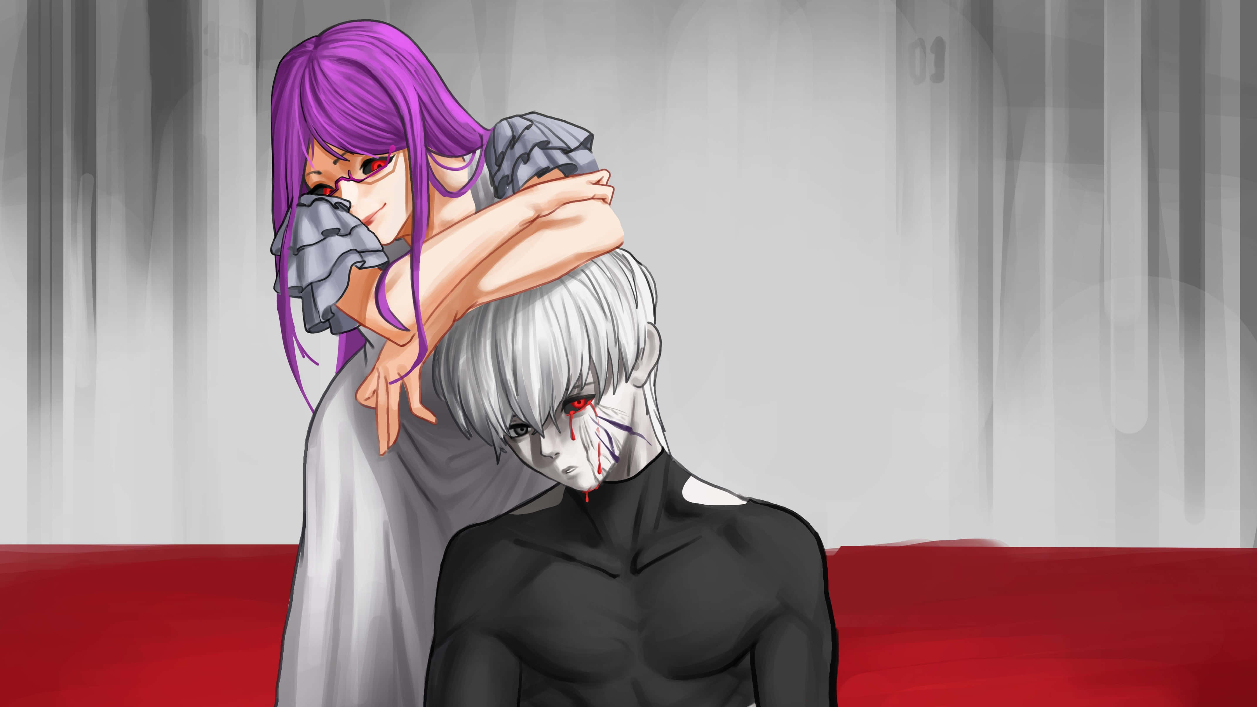 Rize Kamishiro, purple-haired, red eyes, 4K Desktop Wallpaper