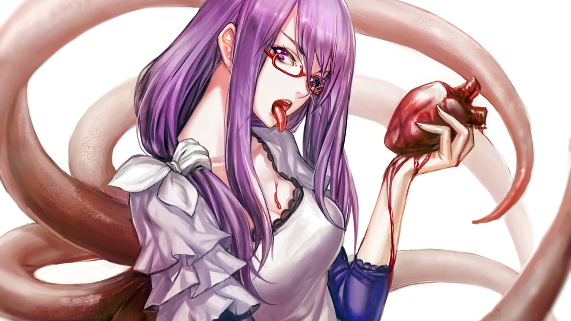 Rize Kamishiro, purple-haired, glasses, Full HD Desktop Wallpaper