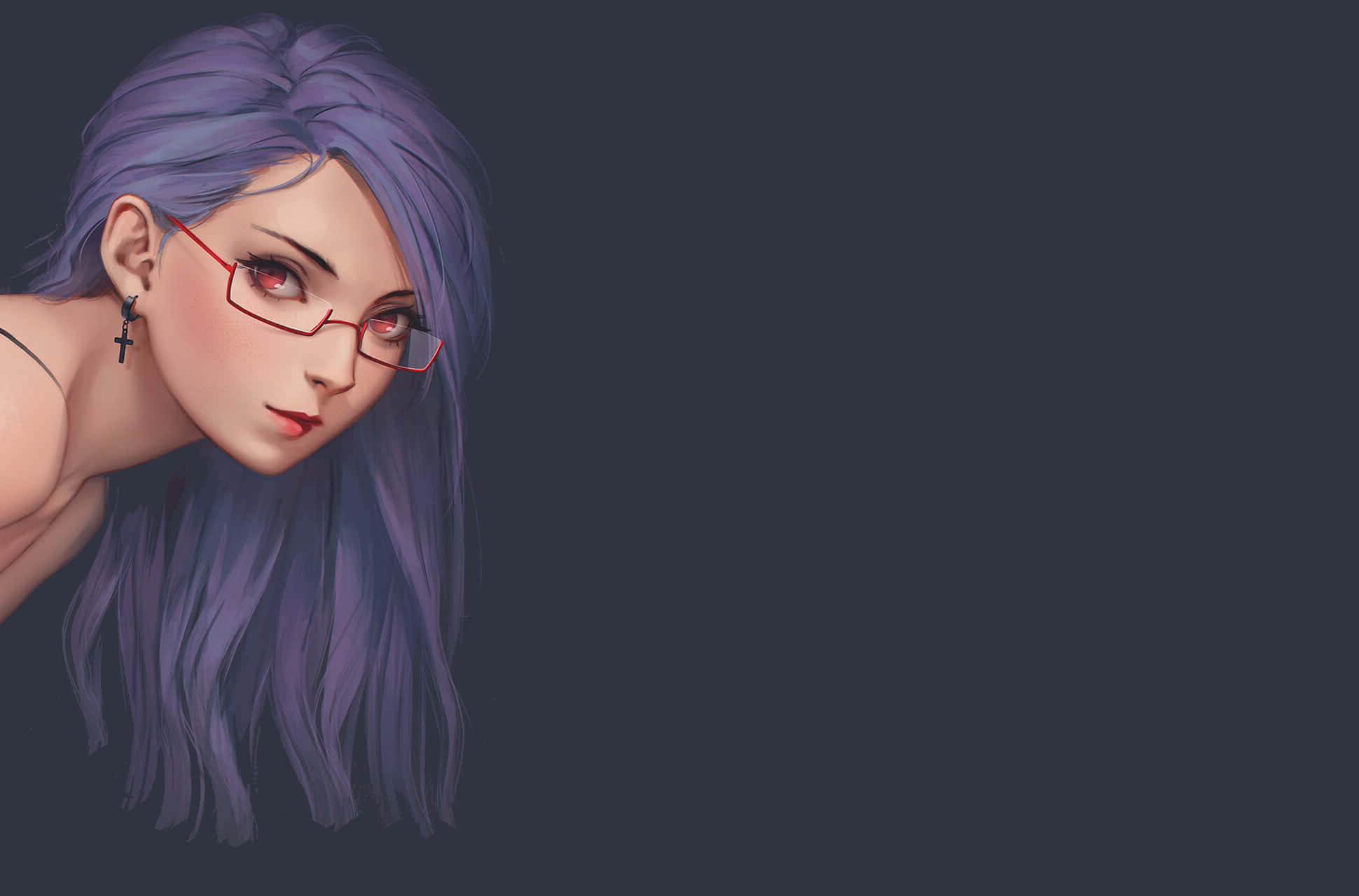 Rize Kamishiro, purple hair, red glasses, Full HD Desktop Wallpaper
