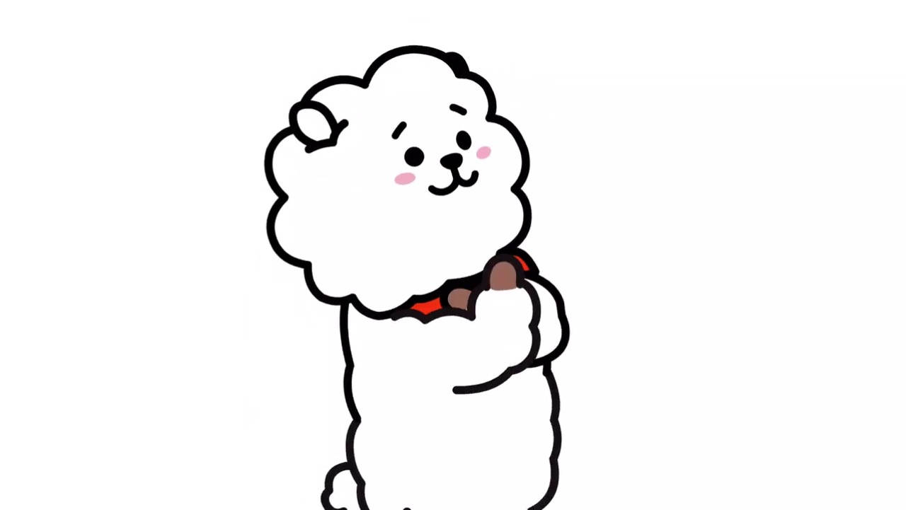 Rj Bt21, white cartoon sheep, red bowtie, HD Desktop Wallpaper