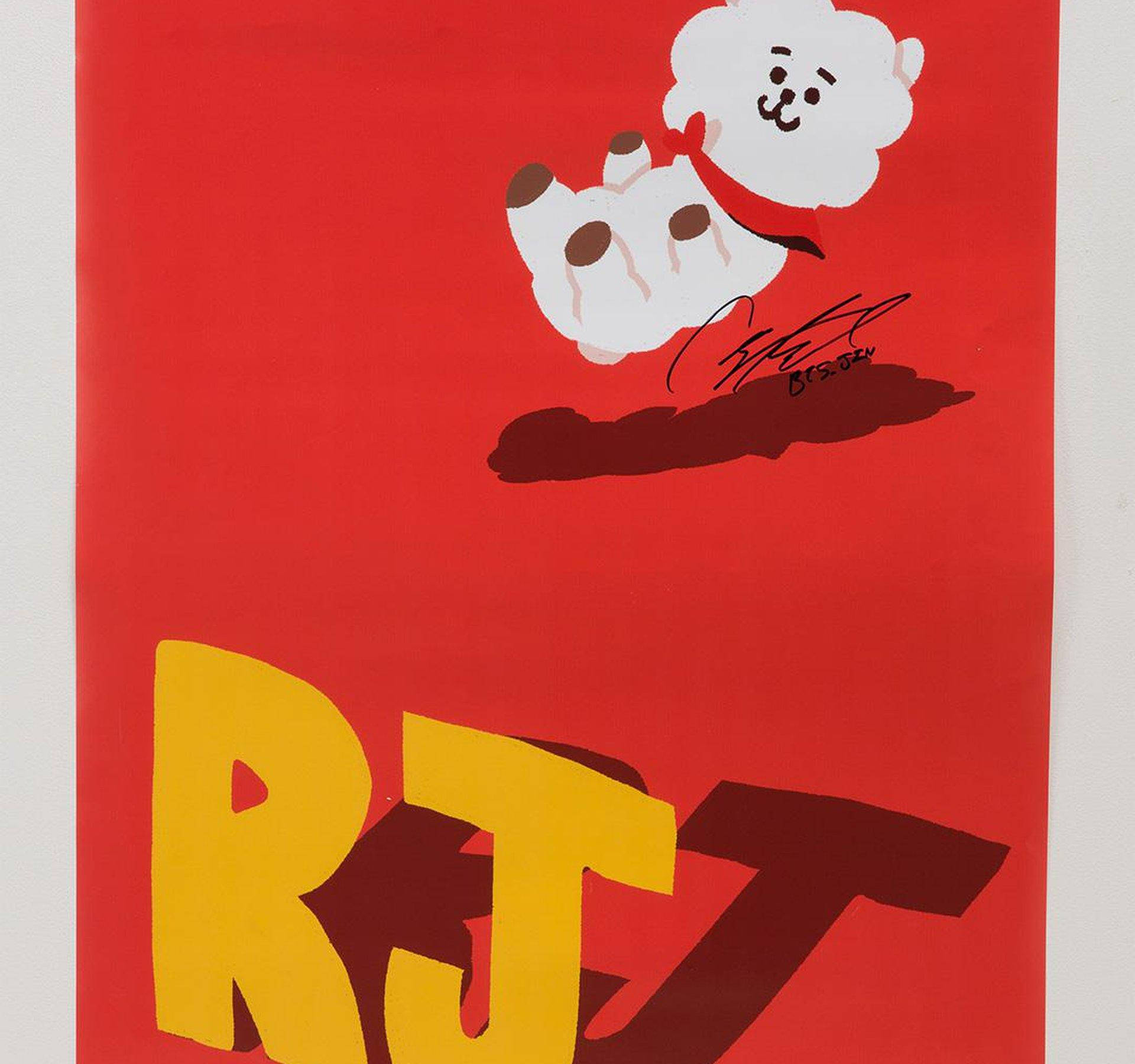 Rj Bt21, red scarf, bold yellow letters, Full HD Desktop Wallpaper