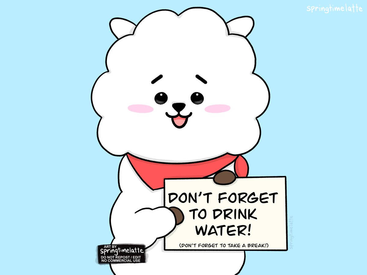 RJ, BT21, fluffy white cartoon sheep, SD Desktop Wallpaper