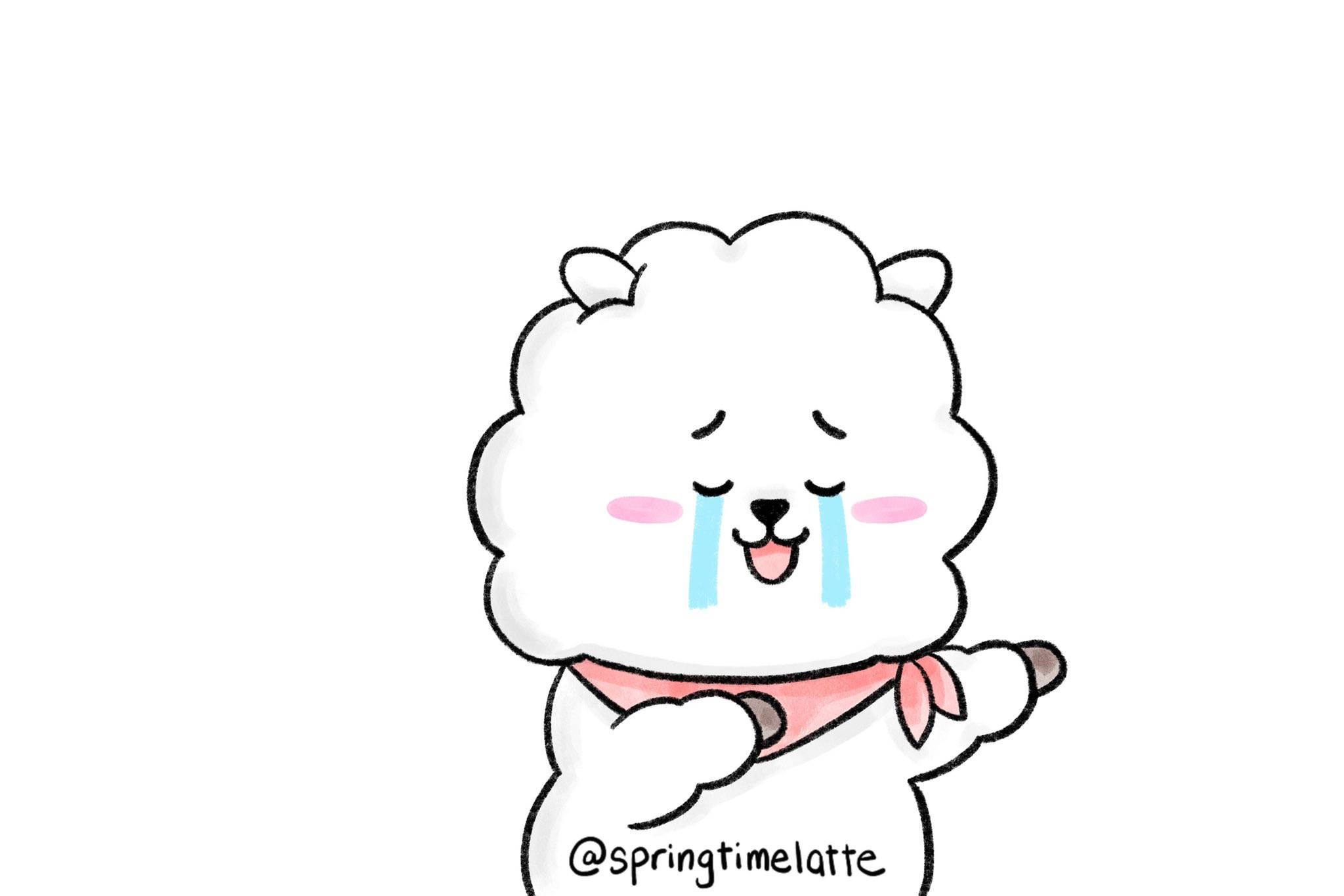 Rj Bt21, white, pink scarf, Full HD Desktop Wallpaper