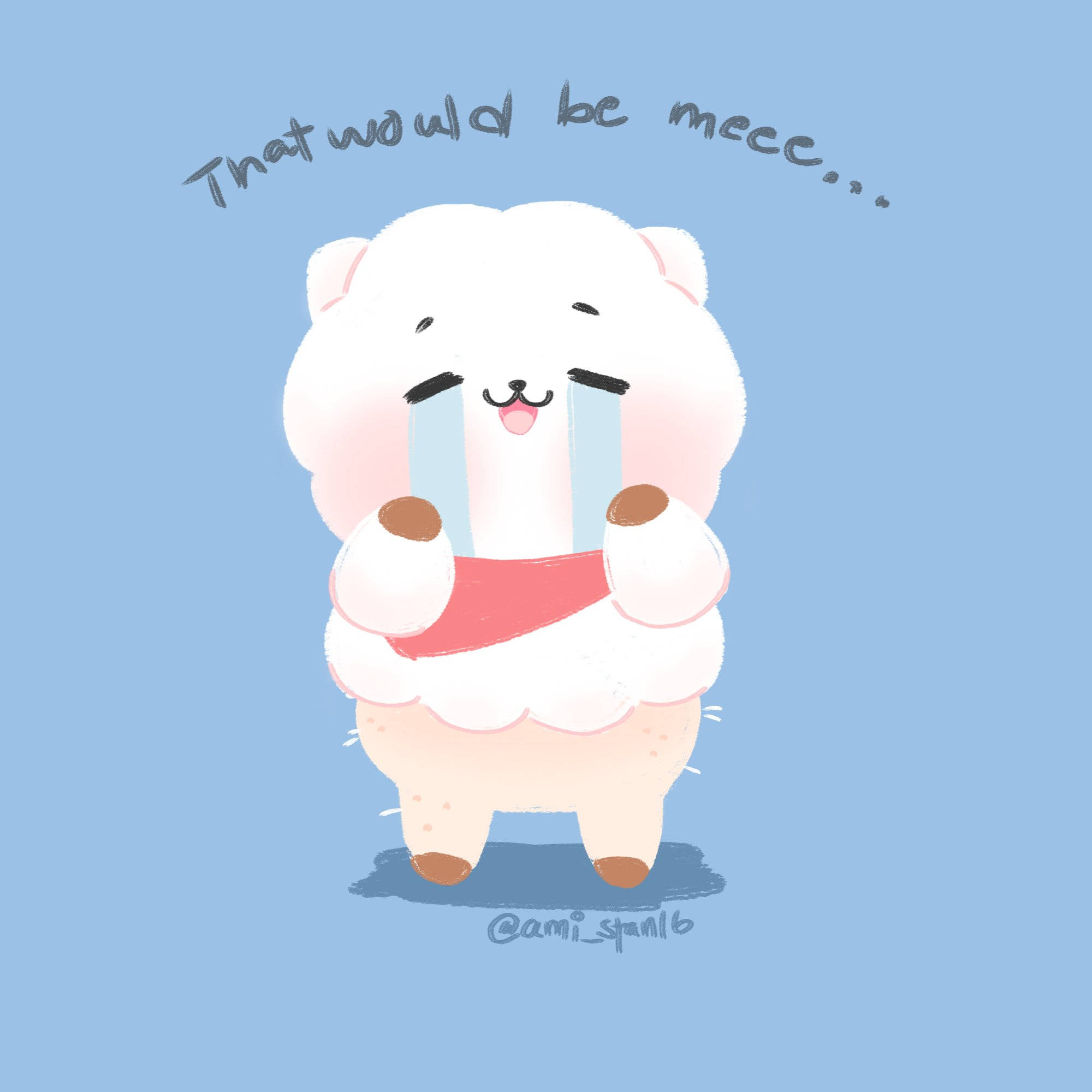 Rj Bt21, white cartoon sheep, blush cheeks, Full HD Desktop Wallpaper