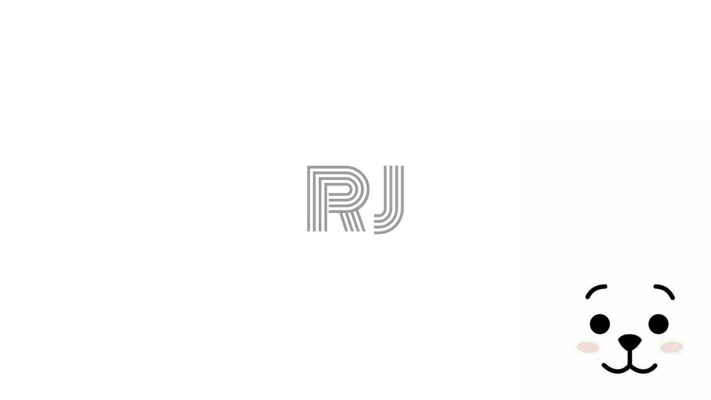 Rj Bt21, white background, gray striped RJ logo, HD Desktop Wallpaper
