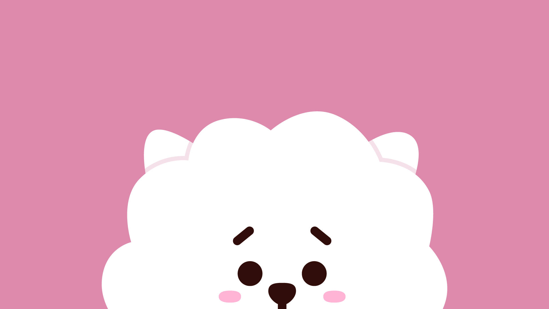 Rj Bt21, pink, white fluffy cartoon dog, Full HD Desktop Wallpaper
