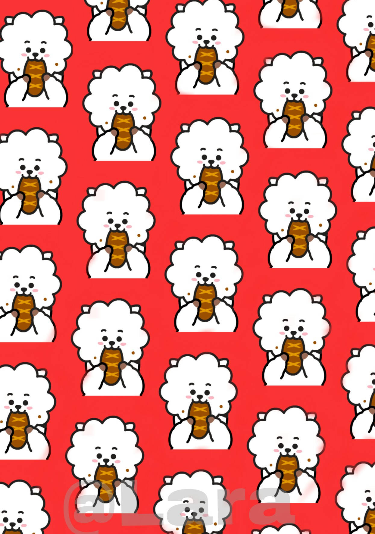 Rj Bt21, red, white cartoon dogs, HD Phone Wallpaper