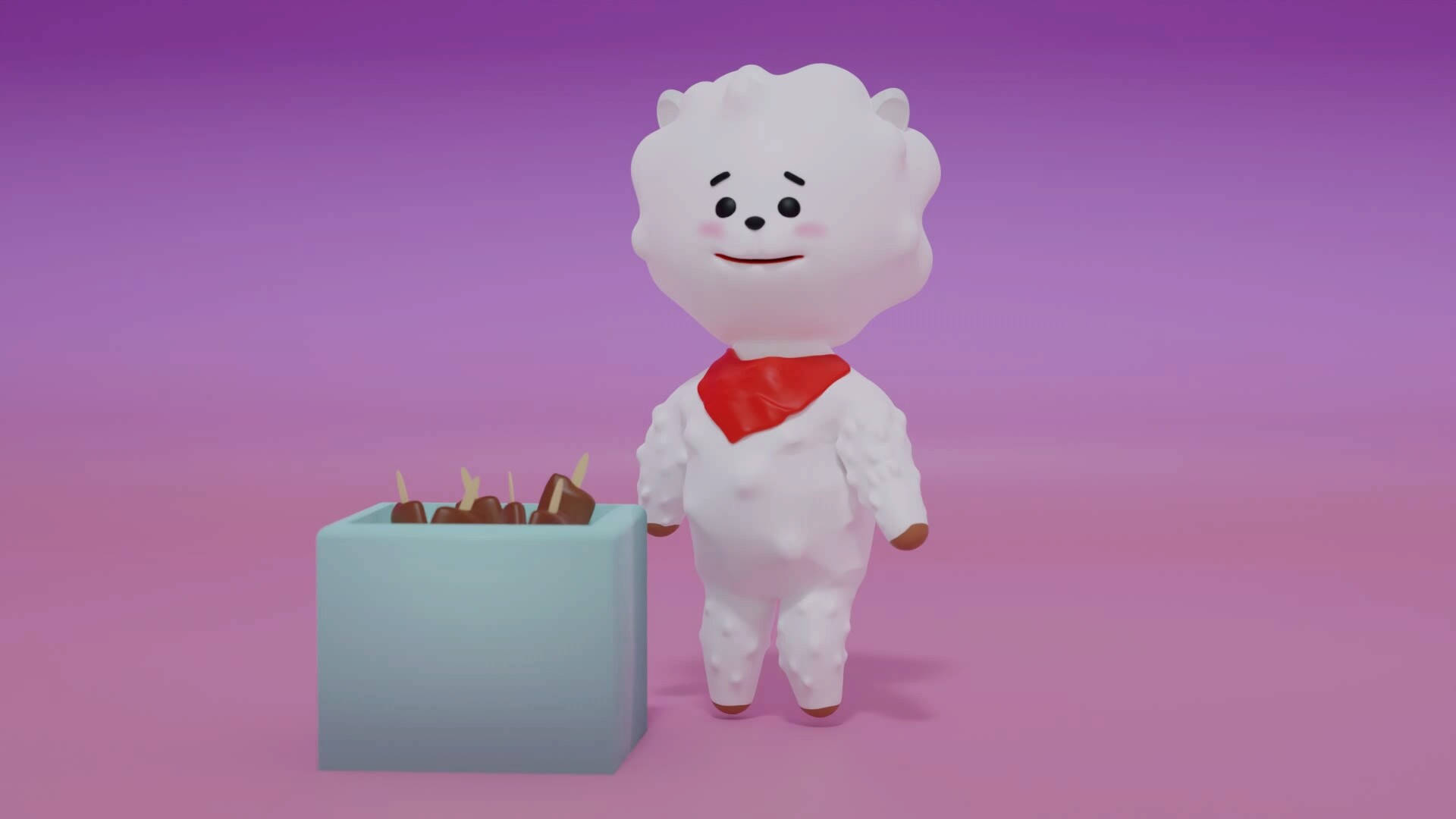 Rj Bt21, purple, white fluffy character, Full HD Desktop Wallpaper