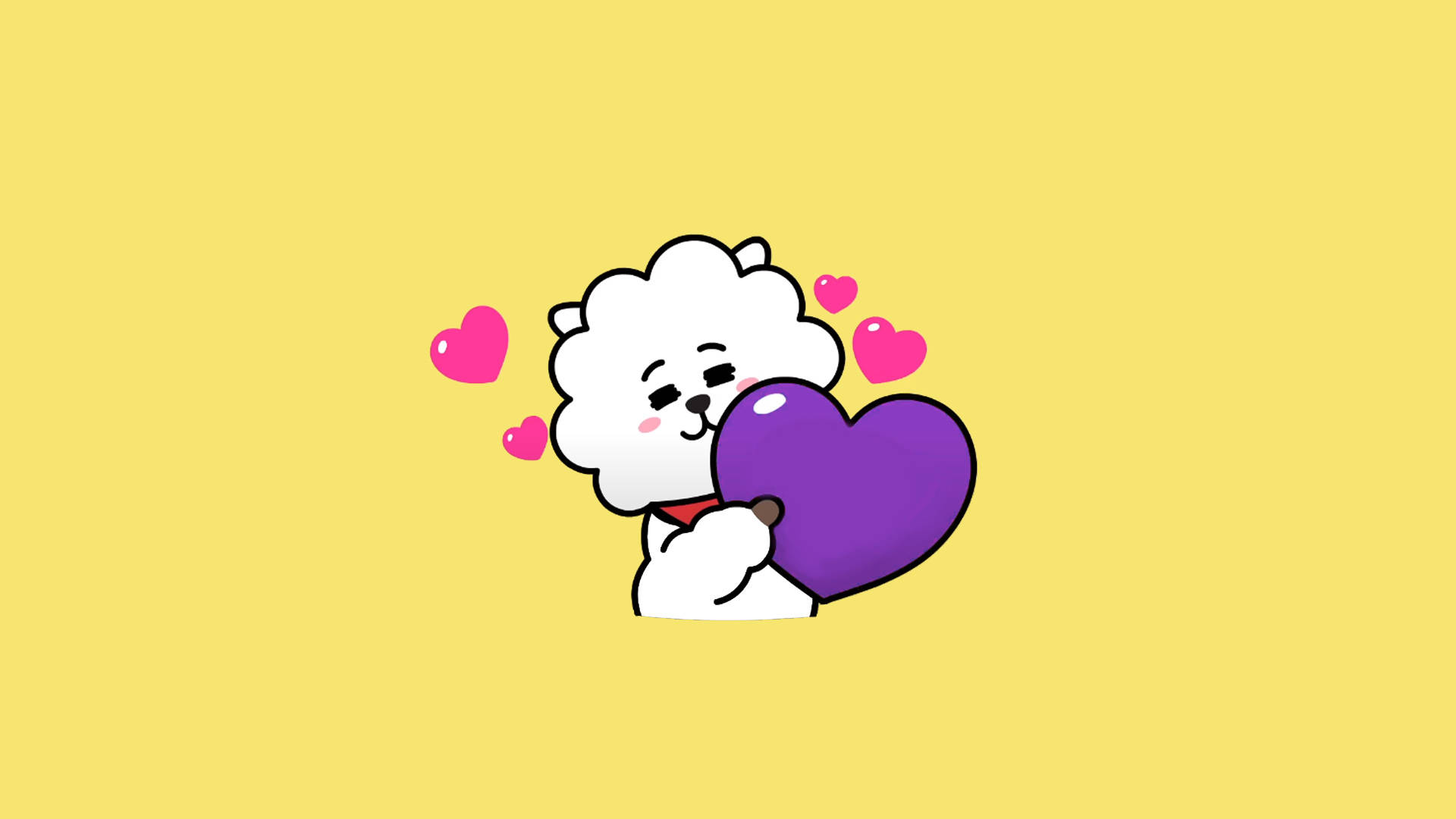 Rj Bt21, yellow, white cartoon dog, Full HD Desktop Wallpaper