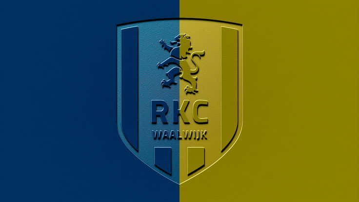 RKC Waalwijk, blue and gold shield logo, rampant lion, SD Desktop Wallpaper