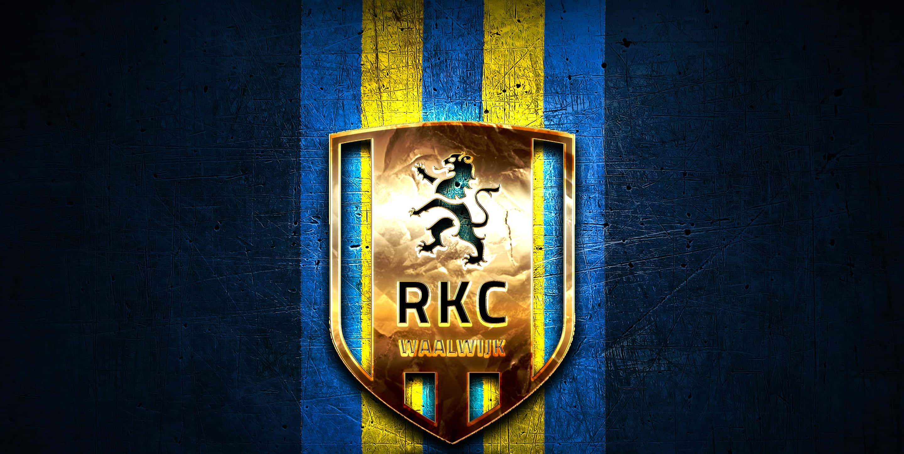 RKC Waalwijk, golden shield, rampant lion, 2K Desktop Wallpaper