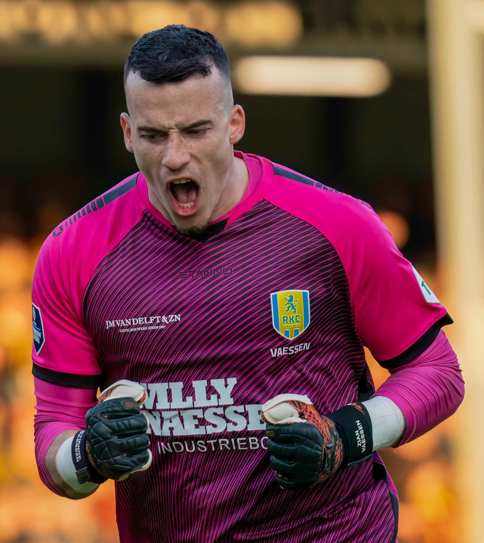 RKC Waalwijk, goalkeeper, vibrant pink and purple striped jersey, HD Phone Wallpaper