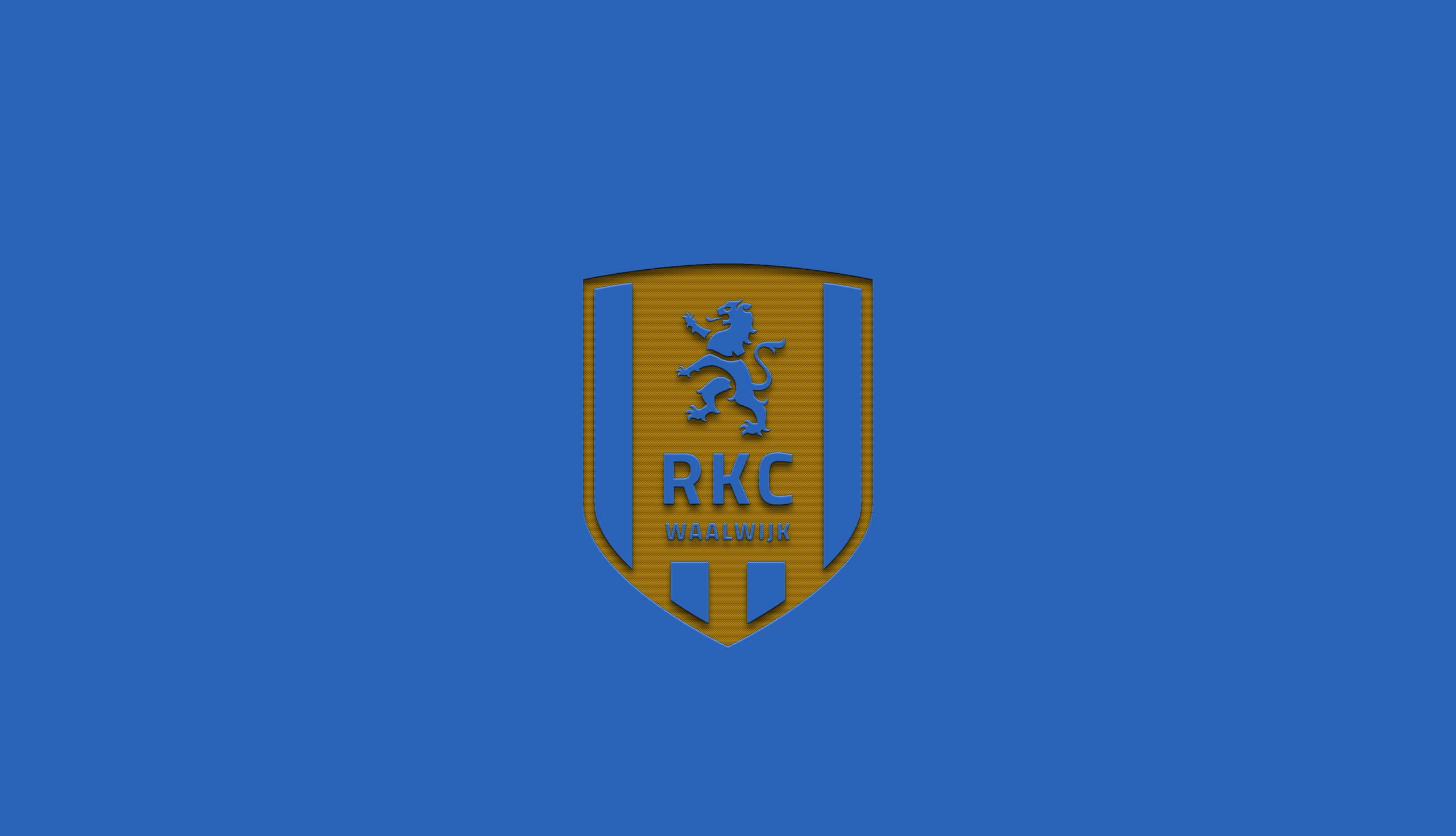 RKC Waalwijk, blue and gold shield logo, rampant lion, 2K Desktop Wallpaper