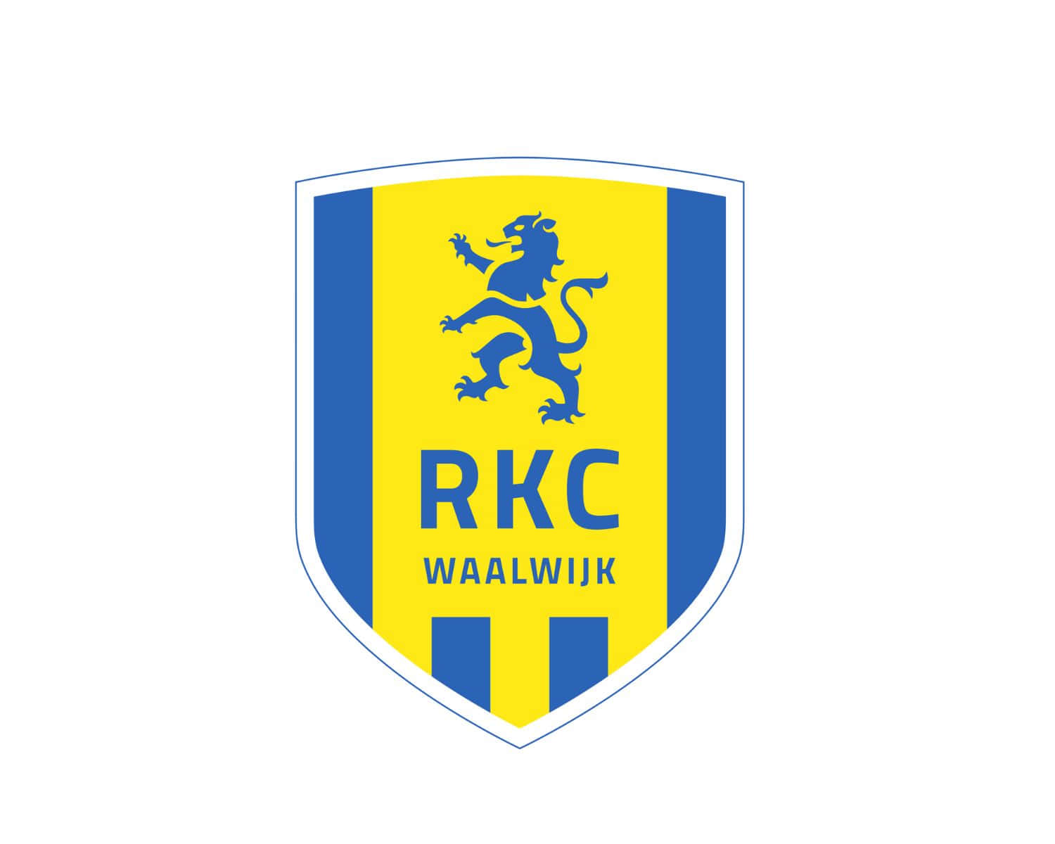 RKC Waalwijk, blue and yellow shield logo, rampant lion, HD Desktop Wallpaper