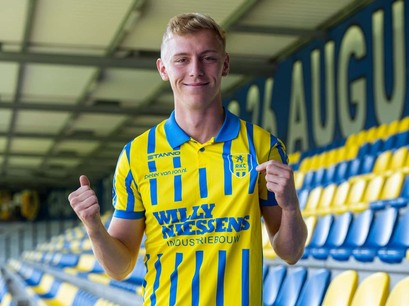 R K C Waalwijk, yellow and blue striped soccer jersey, club crest, HD Desktop Wallpaper