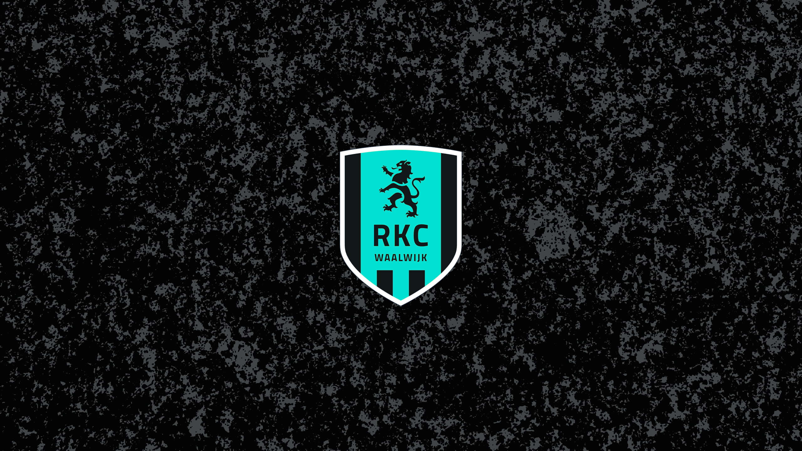 RKC Waalwijk, teal and black shield logo, rampant lion, 2K Desktop Wallpaper