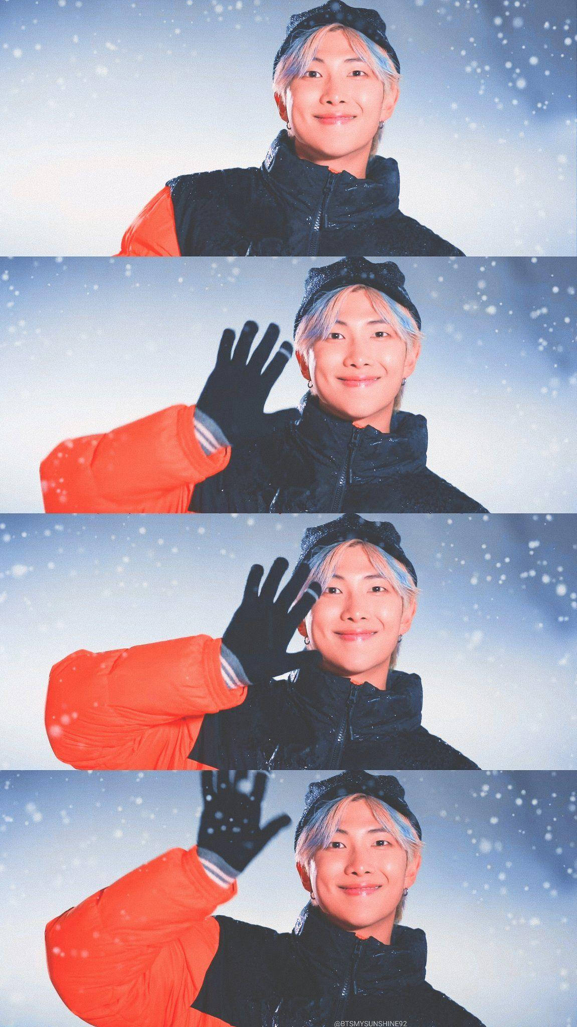 BTS RM, Winter 2020, light blue hair, Full HD Phone Wallpaper