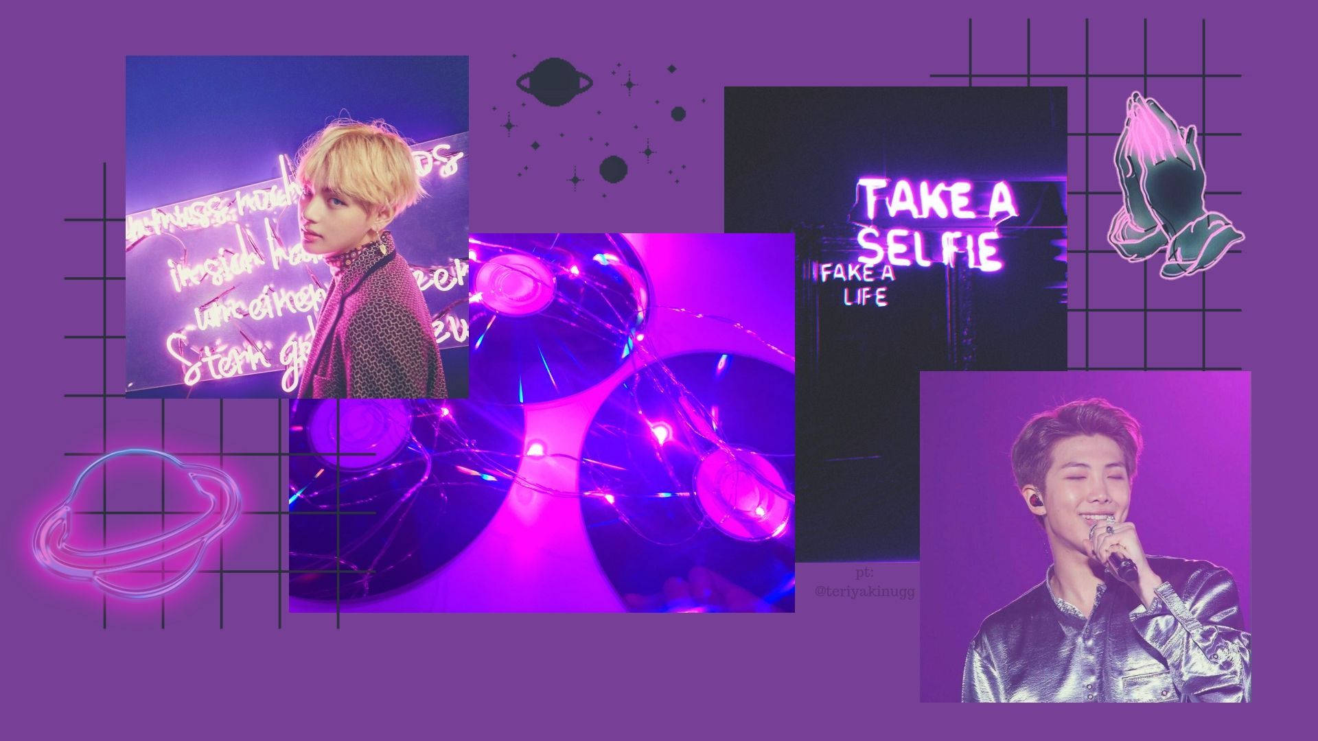 BTS, purple, collage, Full HD Desktop Wallpaper