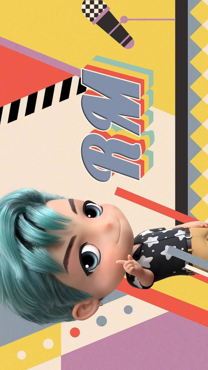 BTS RM, turquoise hair, geometric background, HD Phone Wallpaper