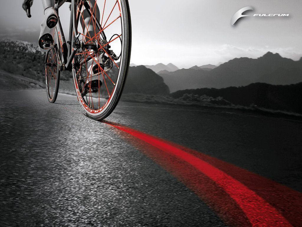 road bike, red paint line, winding road, SD Desktop Wallpaper