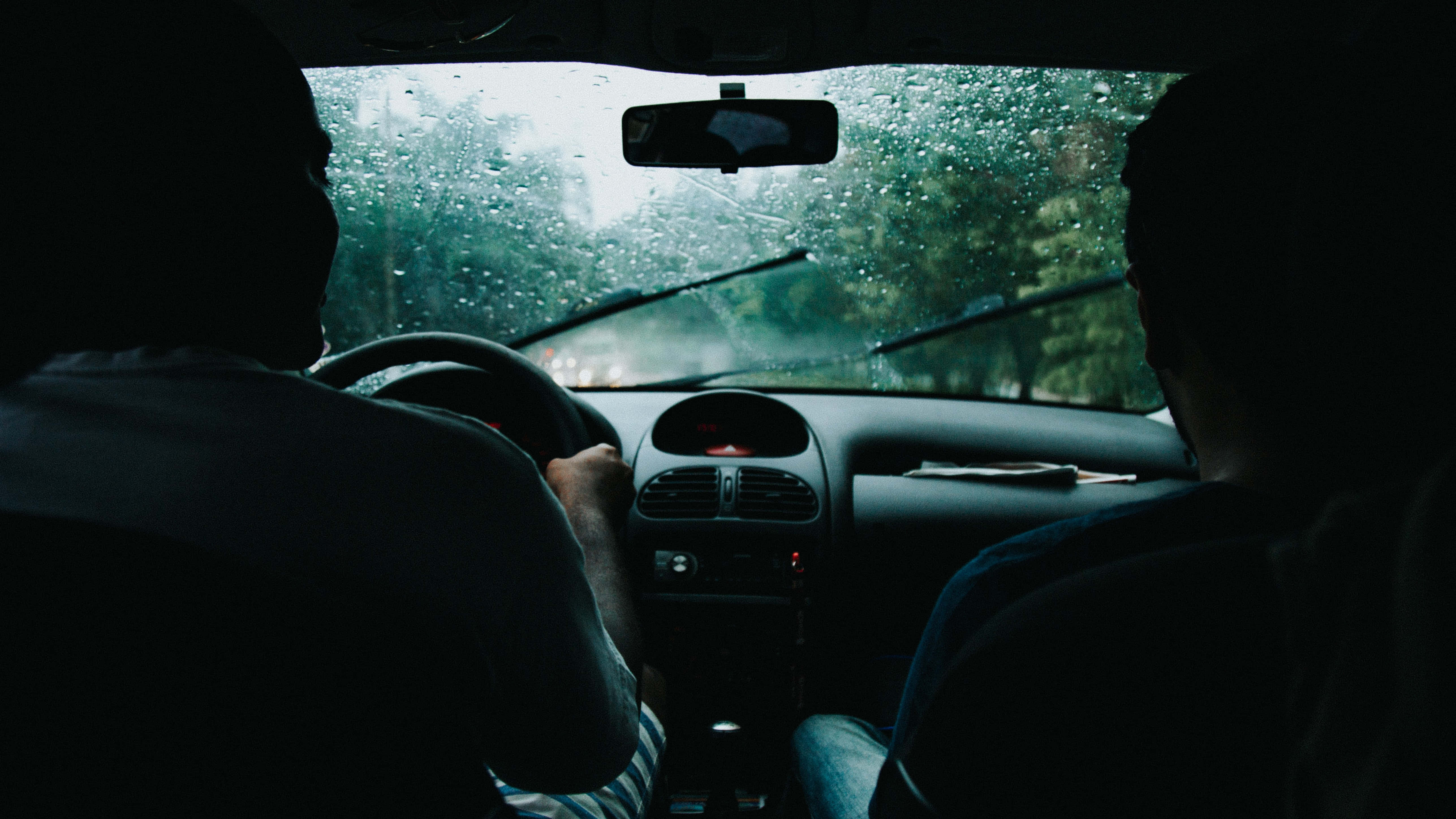 Road Trip, silhouetted figures, car, 5K Desktop Wallpaper