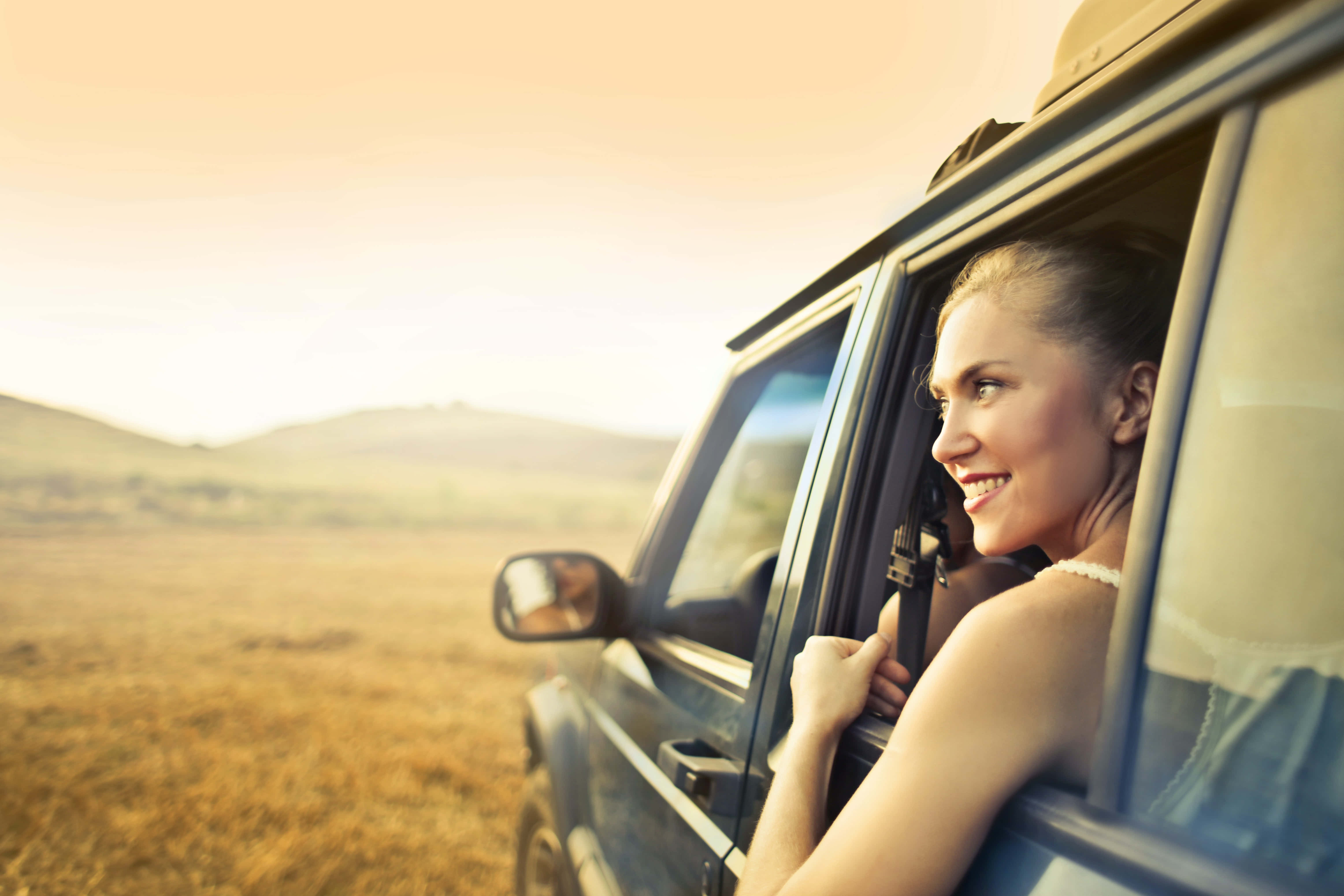 Road Trip, golden sunset, rolling hills, 5K Desktop Wallpaper