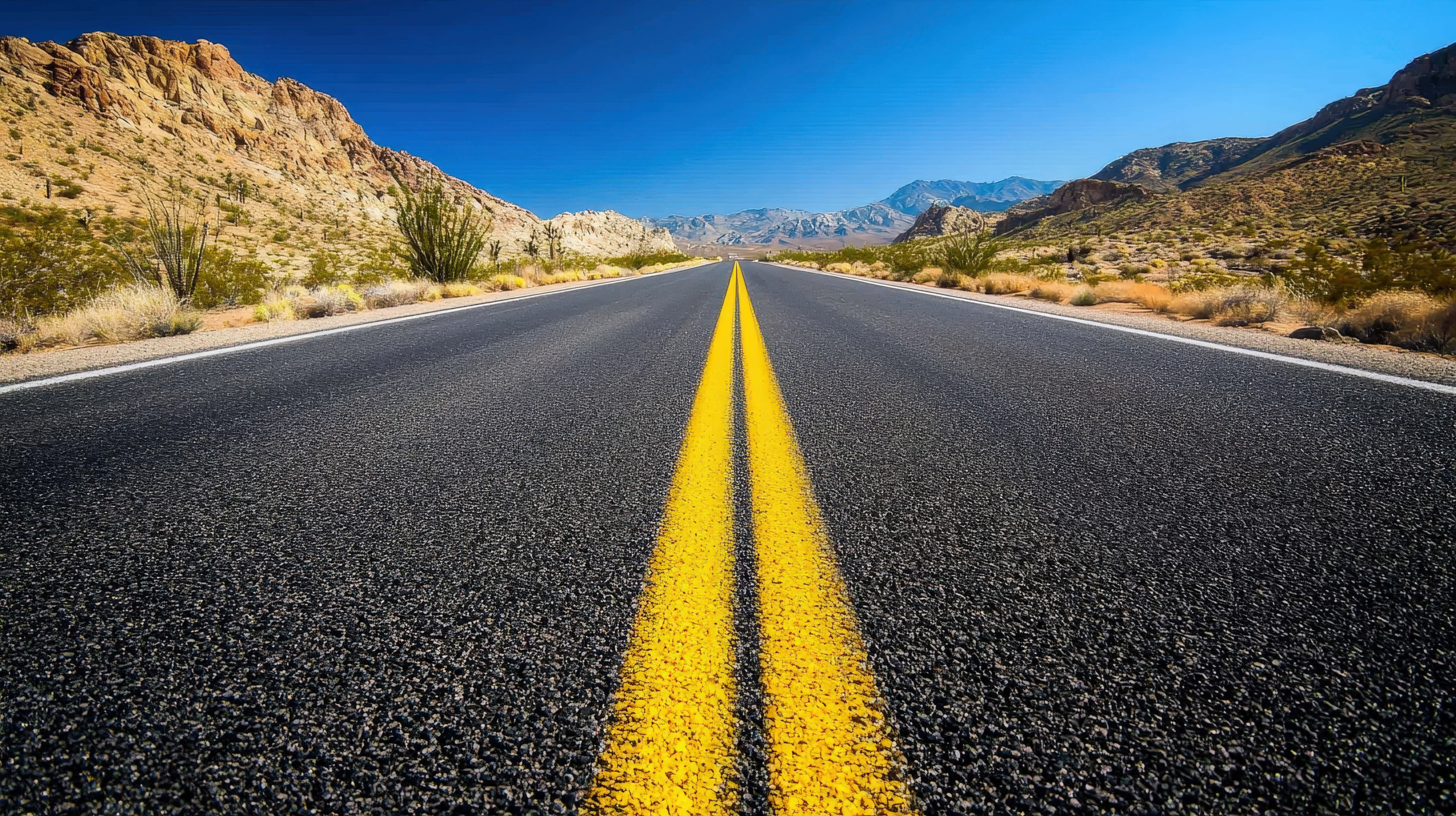 desert highway, arid mountains, asphalt road, 8K Desktop Wallpaper