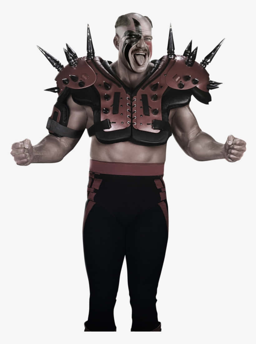 Road Warrior Hawk, spiked red and black armor, wrestling pose, SD Phone Wallpaper